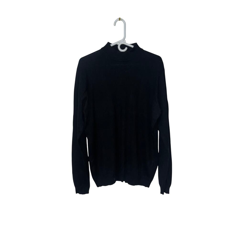 Paul Fredrick Black Mock Neck Sweater Men's XL Silk Cashmere Luxury Knit